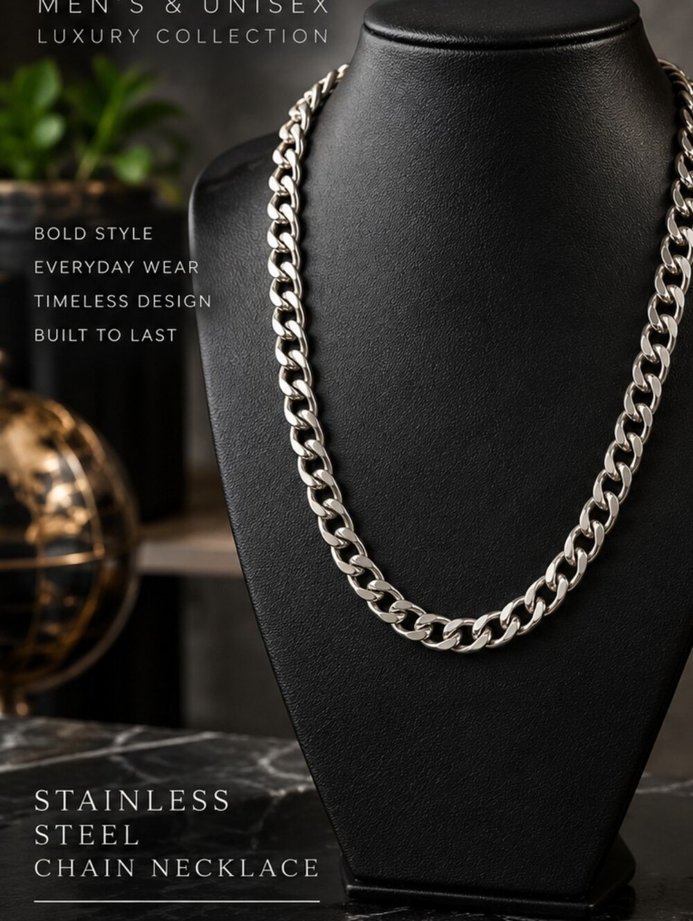 Mens Stainless Steel 5mm Curb Link Chain Necklace 18 Inch Unisex